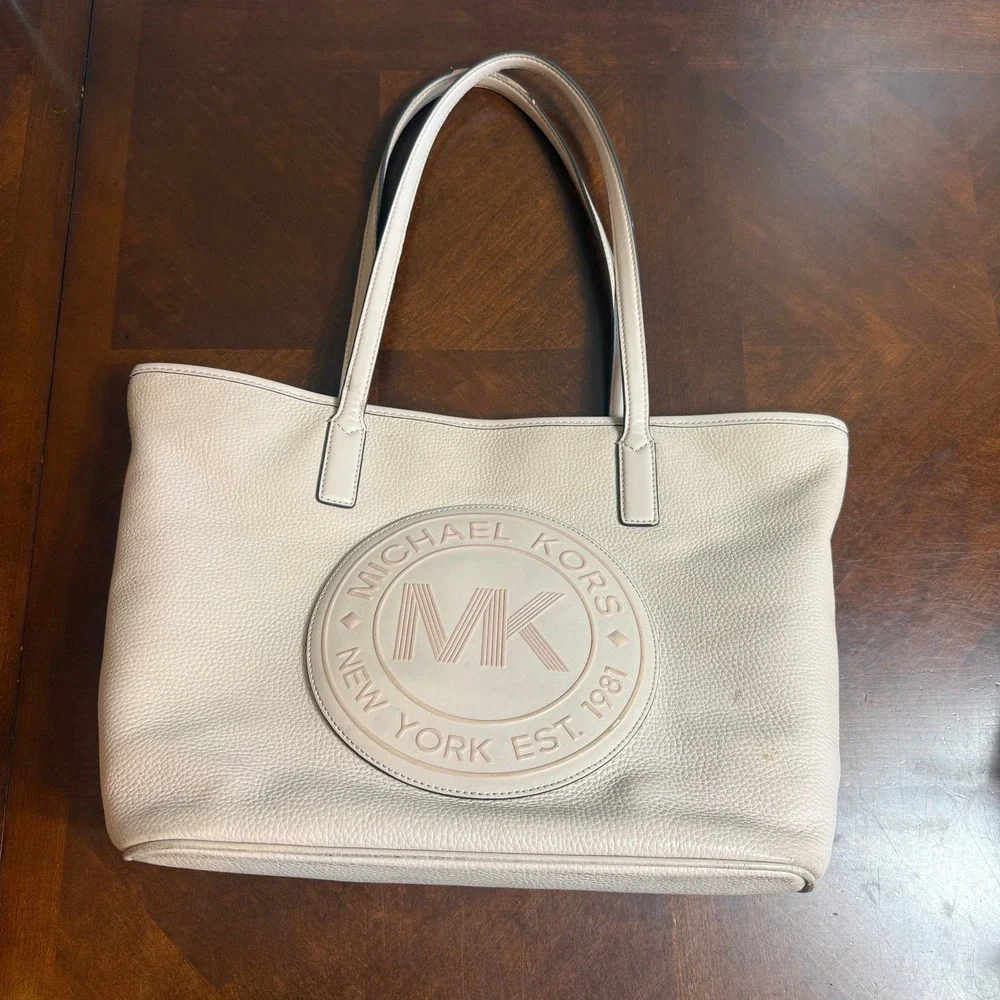 Michael‎ Kors Blush Pink Pebbled Leather MK Logo Tote Bag